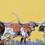 Mark Eberhard, The Texans, oil, 36 x 84.