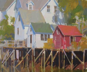 Colin Page, Cozy Harbor Structures, oil, 20 x 24. 