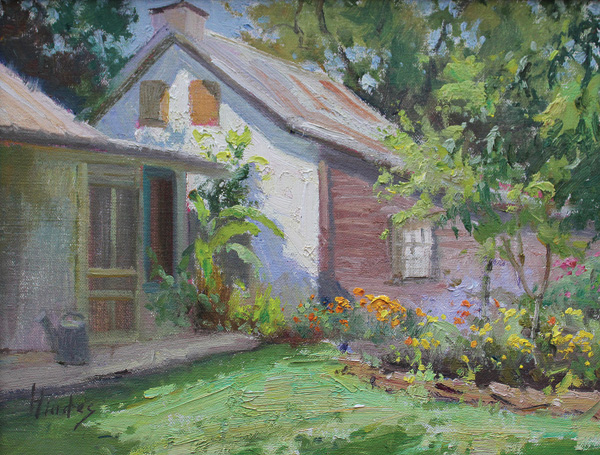 Janice Hindes, Castroville Garden, oil, 14 x 18.