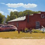 Michael Baum, Summer at the Garage, oil, 20 x 48.