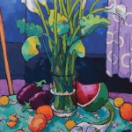 Angus, Calla Lily With Eggplant and Watermelon, acrylic, 44 x 26.