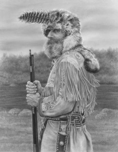 Cindy Long, Day of the Trapper, graphite, 18 x 14.