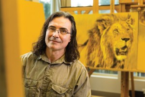 John Banovich in his studio in Carnation, WA.