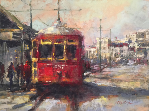 Nancy Nowak, Riverwalk Cable Car, pastel, 9 x 12. 