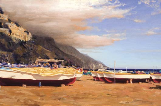 William Berra, Colors of Positano, oil, 24 x 48.