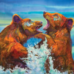 Nancy Dunlop Cawdrey, Bathing Buddies, dye/silk, 28 x 33.