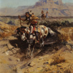 Charles M. Russell, Indian on Horseback, oil, 14 x 11.