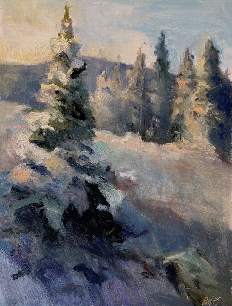 Amy Evans, Snowtime, oil, 12 x 9.