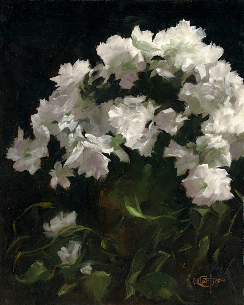 Monique Chartier, Azalea and Pothos, oil, 20 x 16. 