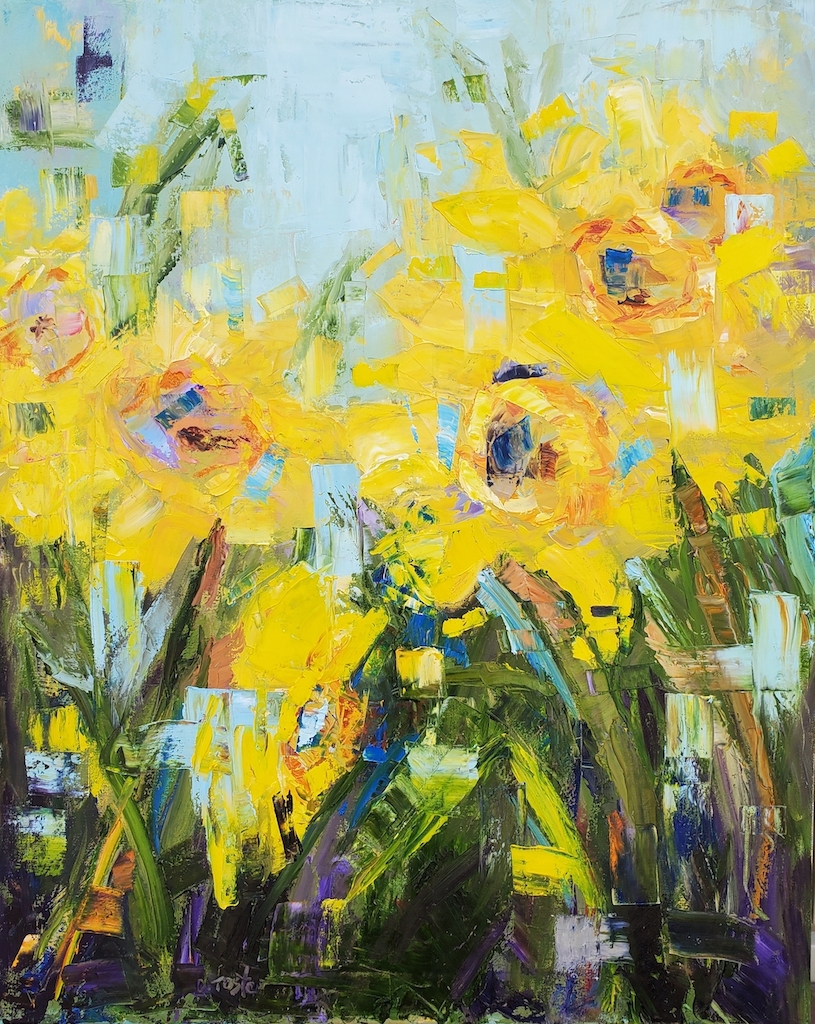 Denise Foster, Spring Buttercups, oil, 24 x 18.