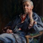 Michelle Dunaway, Portrait of Richard Schmid, oil, 40 x 27.