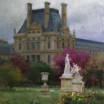 Kyle Ma, Overcast Day in the Tuileries, oil on panel, 24 x 20.