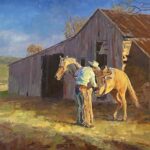 Joshua Stewart, Sunrise at the Tack Shed, oil, 22 x 28.