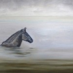 Robin Hextrum, Black Horse, oil, 6 x 12.