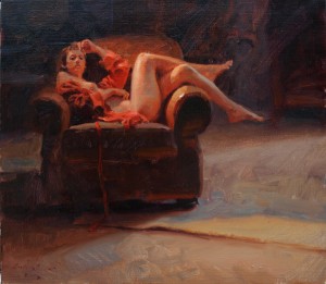 Kim English, Red Robe, oil, 16 x 18.